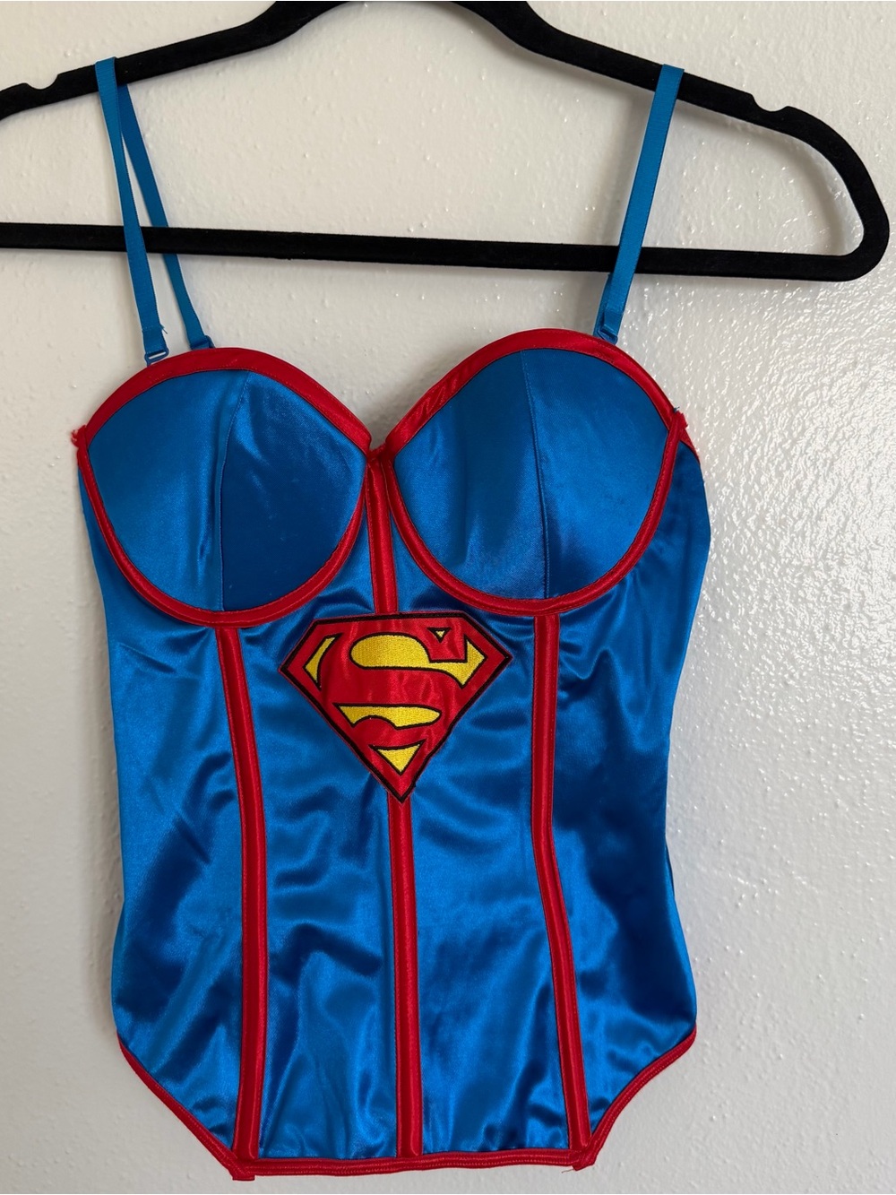 Blue and Red Super Girl Corset Costume Top